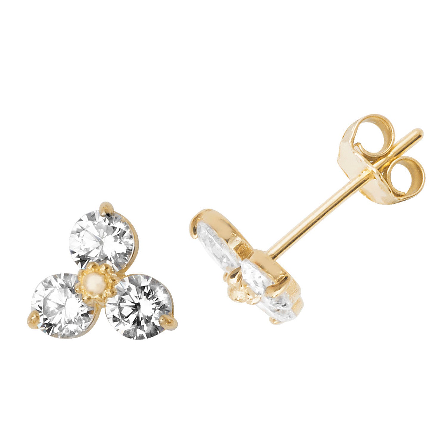 9CT YEL GOLD CZ STUD EARRINGS