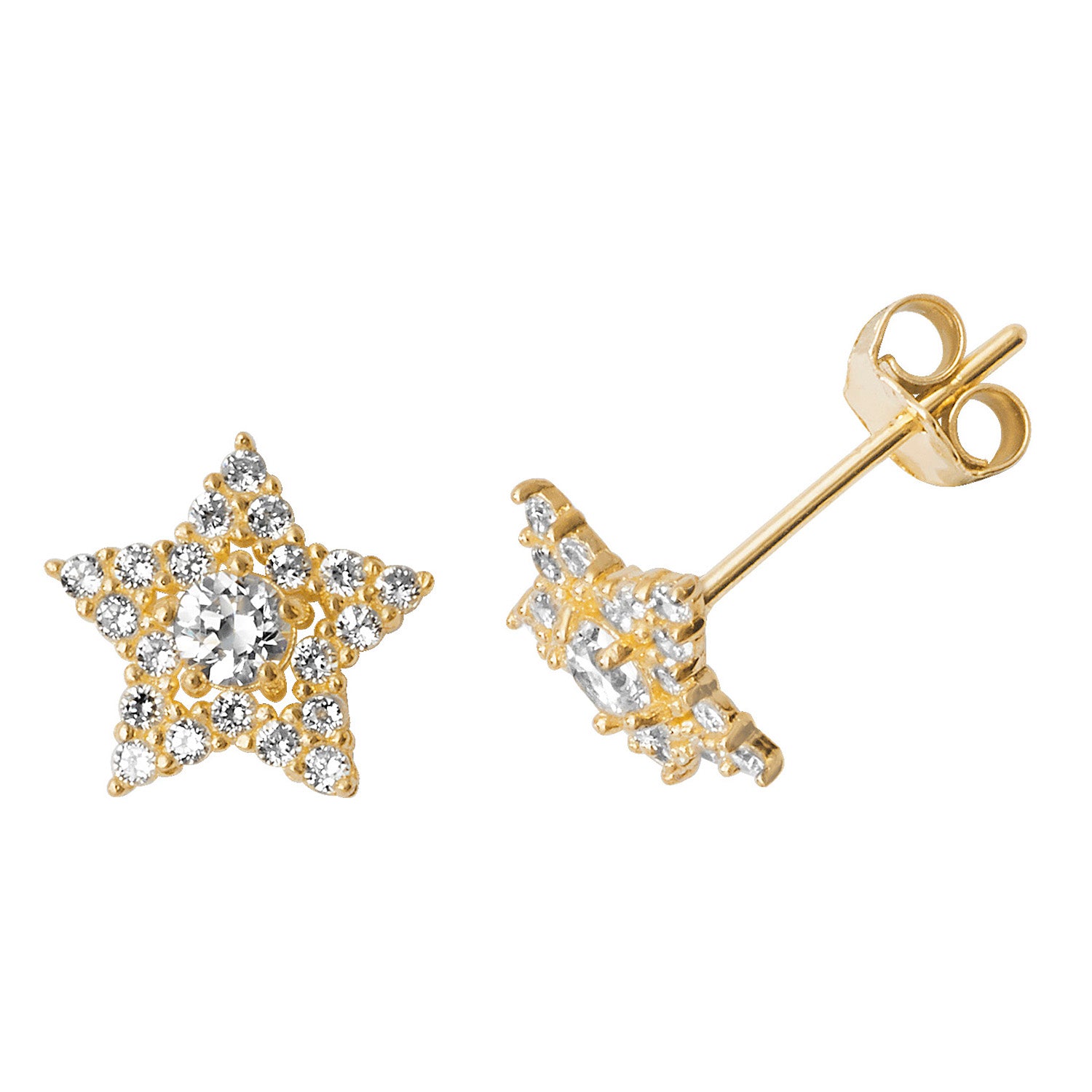 9CT YEL GOLD CZ STAR STUD EARRINGS