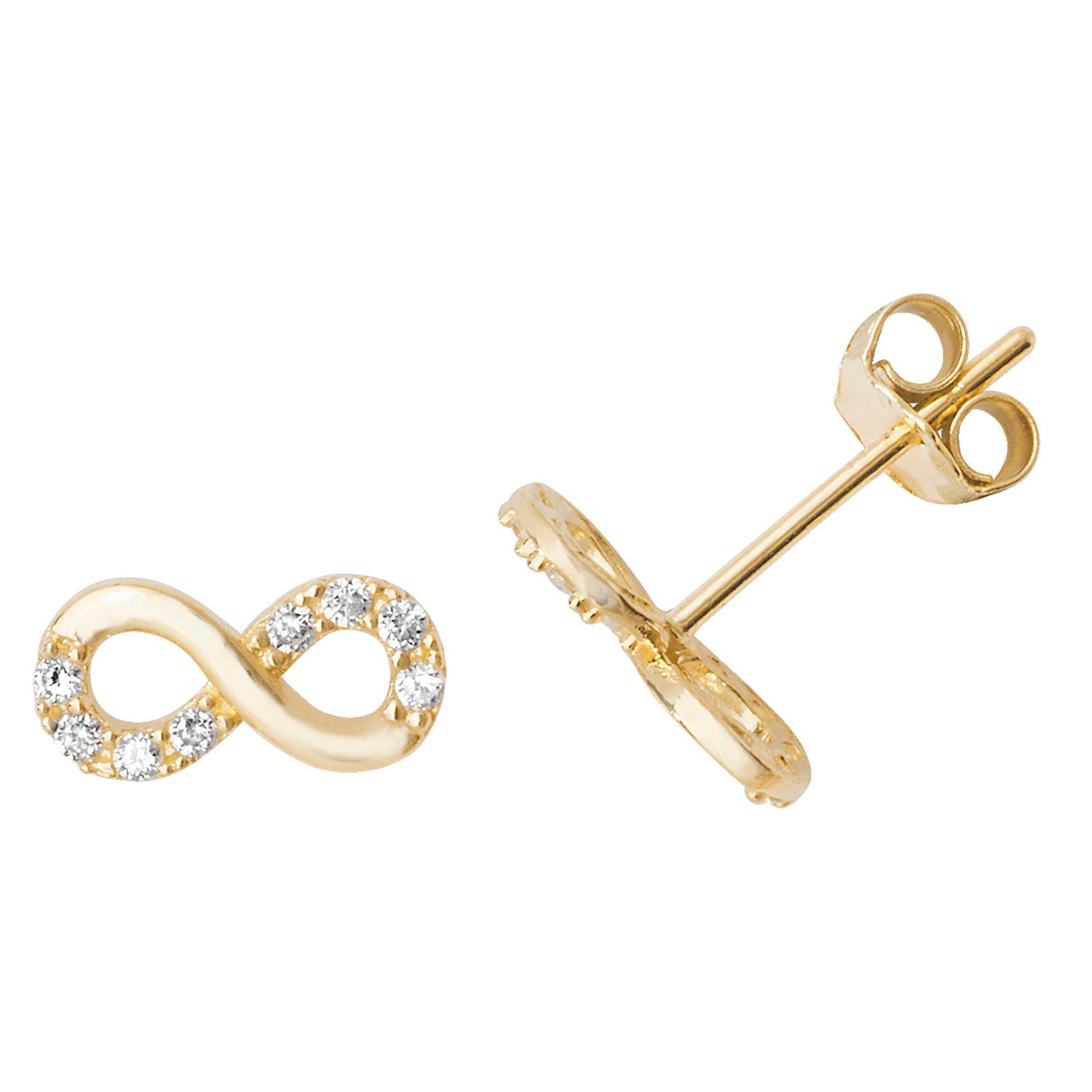 9CT YEL GOLD CZ INFINITY STUD EARRINGS