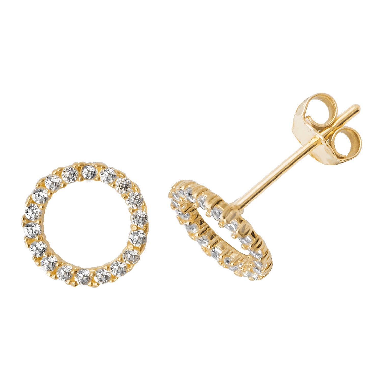 9CT YEL GOLD FULL CIRCLE CZ STUD EARRINGS