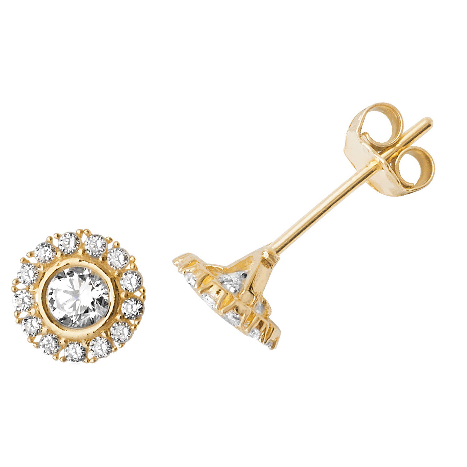 9CT YEL GOLD ROUND CZ STUD EARRINGS