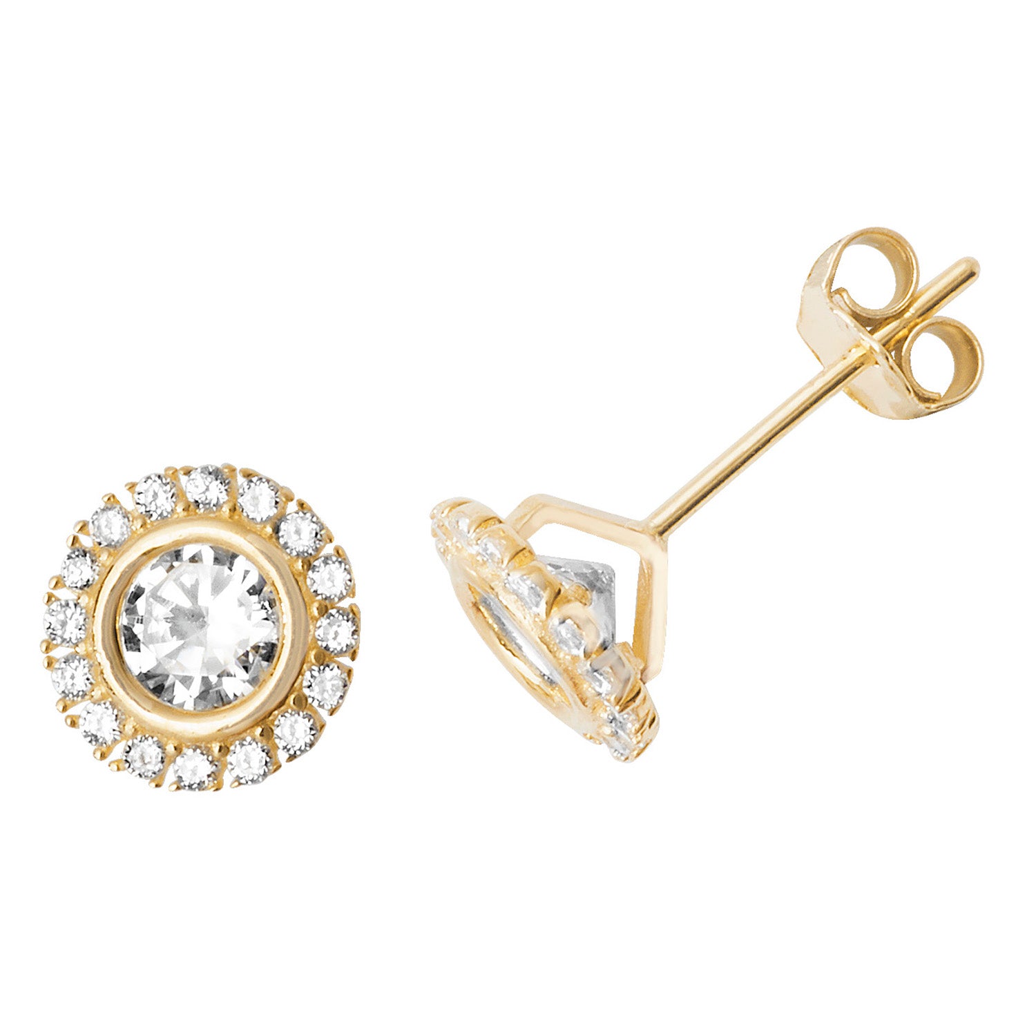 9CT YEL GOLD ROUND CZ STUD EARRINGS