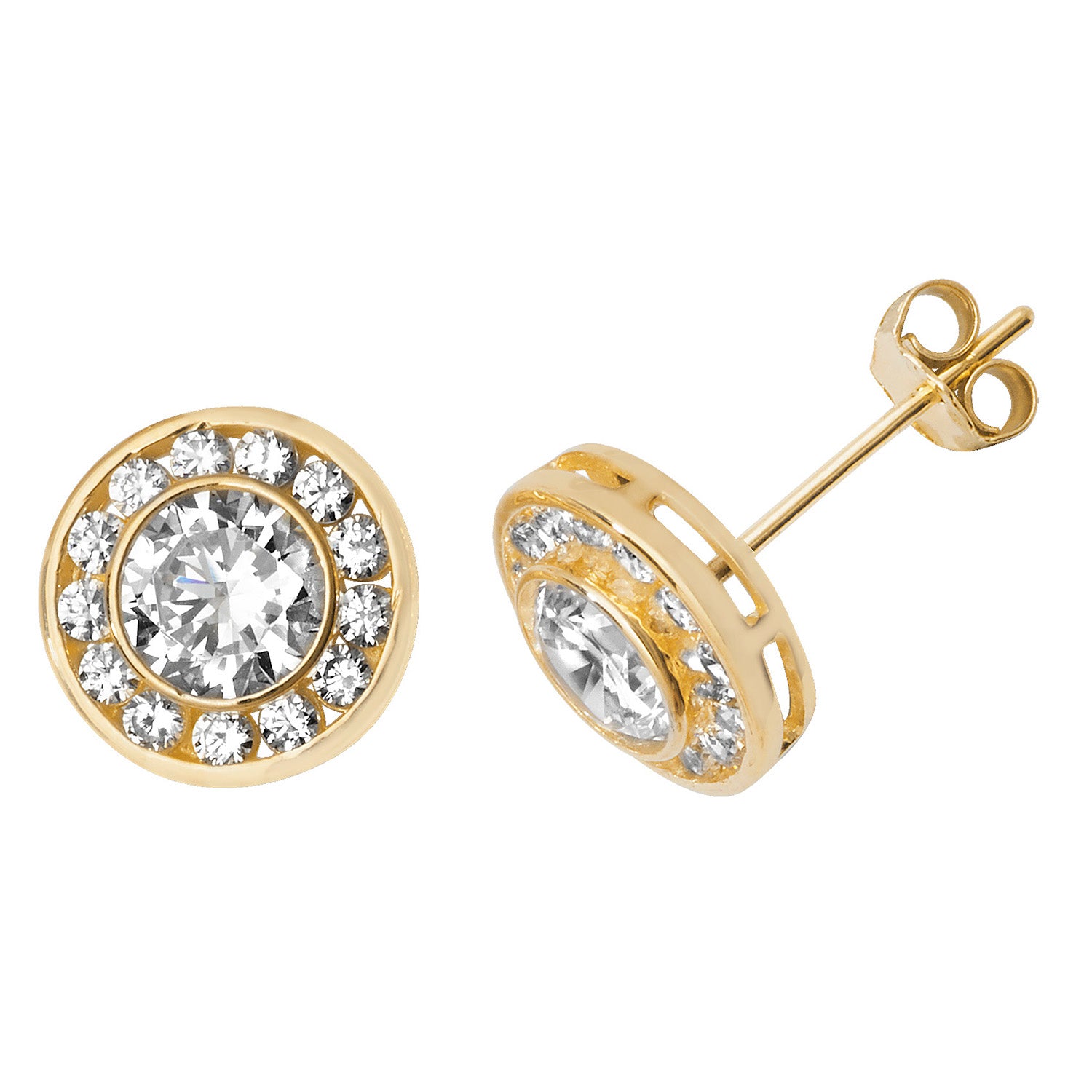 9CT YEL GOLD ROUND CZ STUD EARRINGS