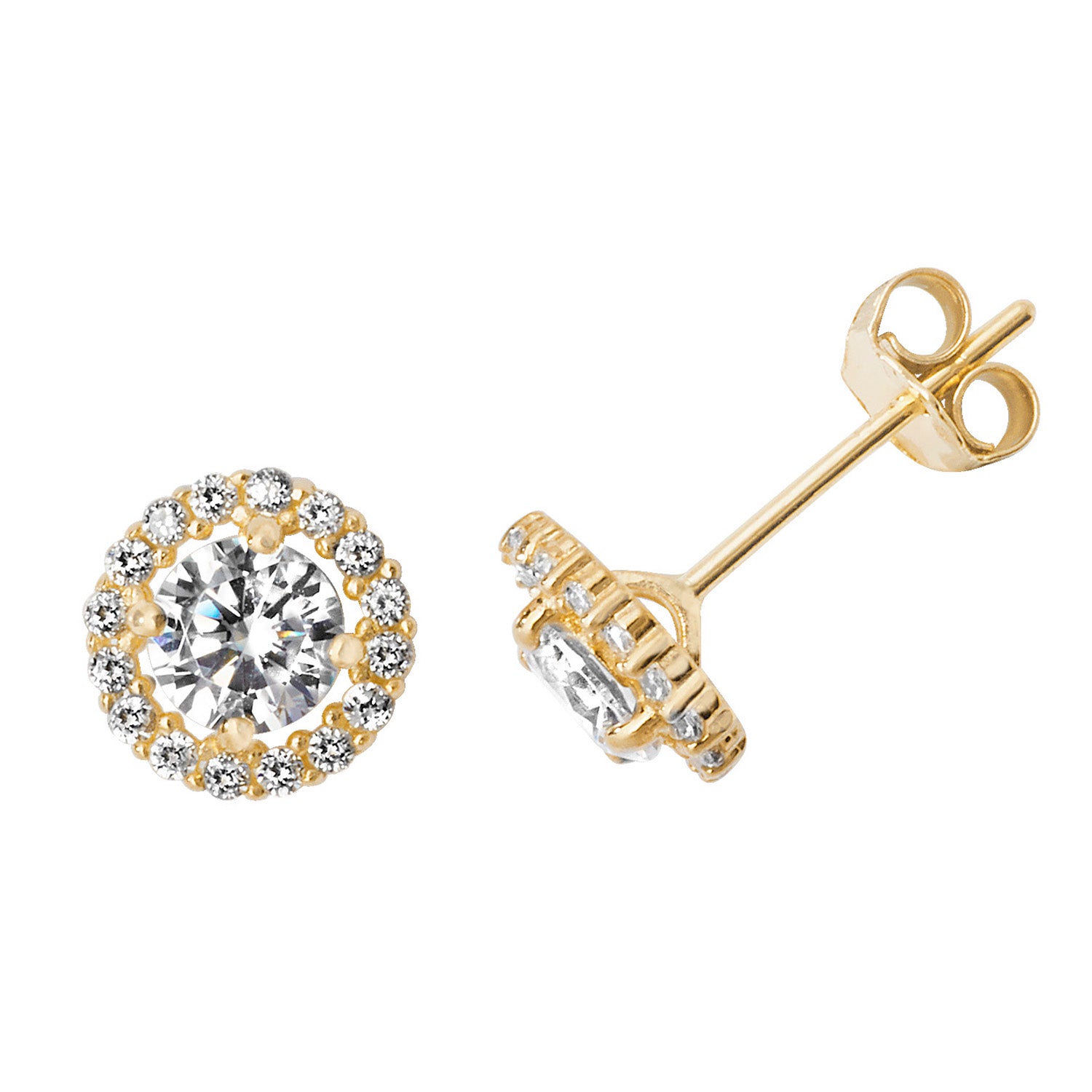 9CT YEL GOLD ROUND CZ STUD EARRINGS