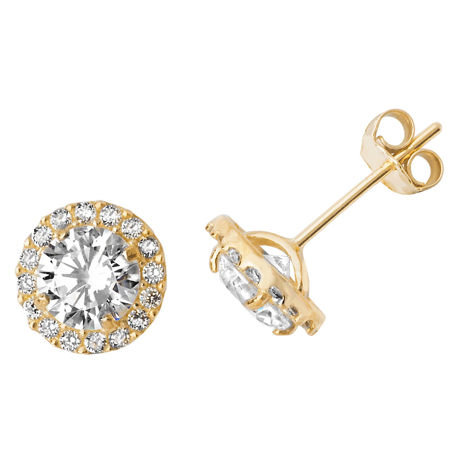 9CT YEL GOLD ROUND CZ STUD EARRINGS