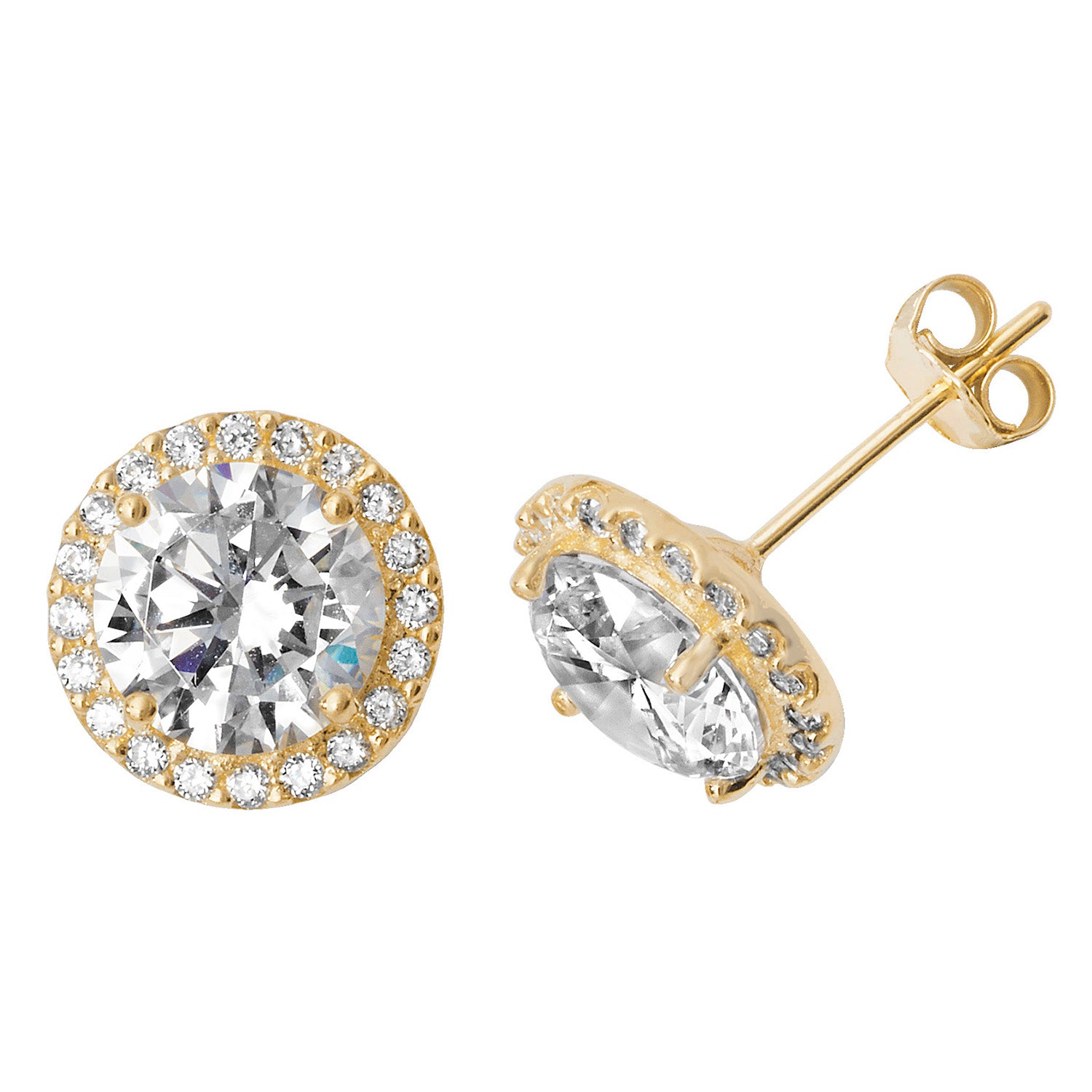 9CT YEL GOLD ROUND CZ STUD EARRINGS