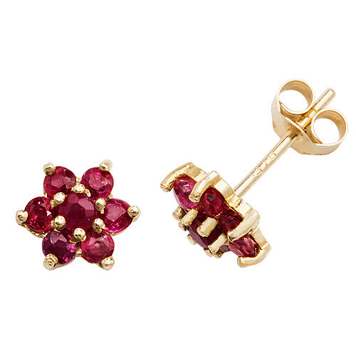 9CT YEL GOLD  RUBY STUD EARRINGS