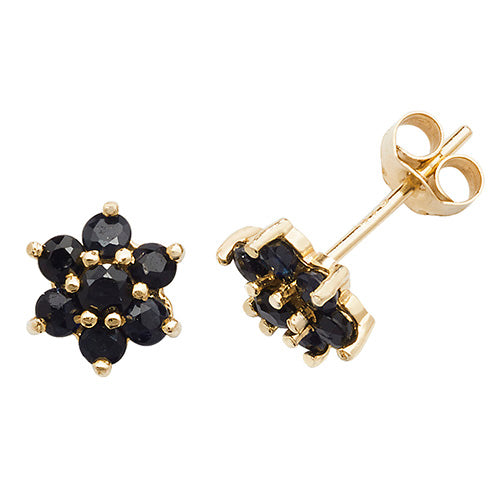 9CT YEL GOLD  SAPPHIRE STUD EARRINGS