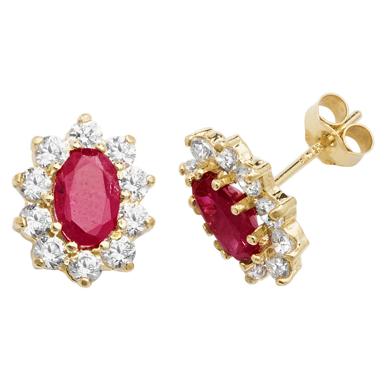 9CT YEL GOLD  RUBY STUD EARRINGS