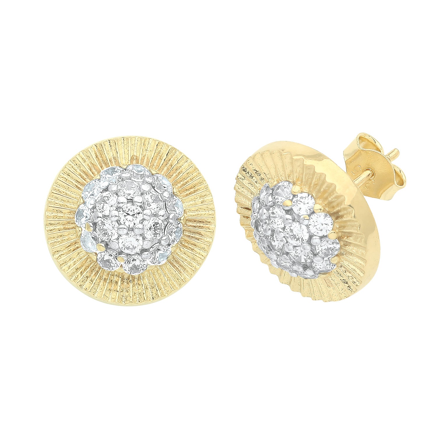 9CT YEL GOLD ROUND CZ STUD EARRINGS