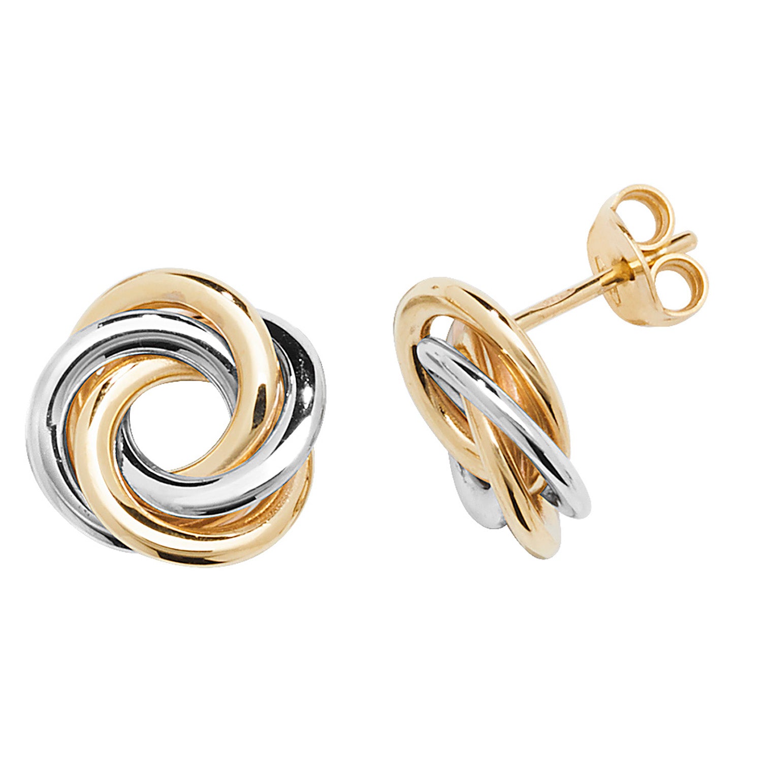 9CT YEL/WHT GOLD INTERLOCKING  STUD EARRINGS