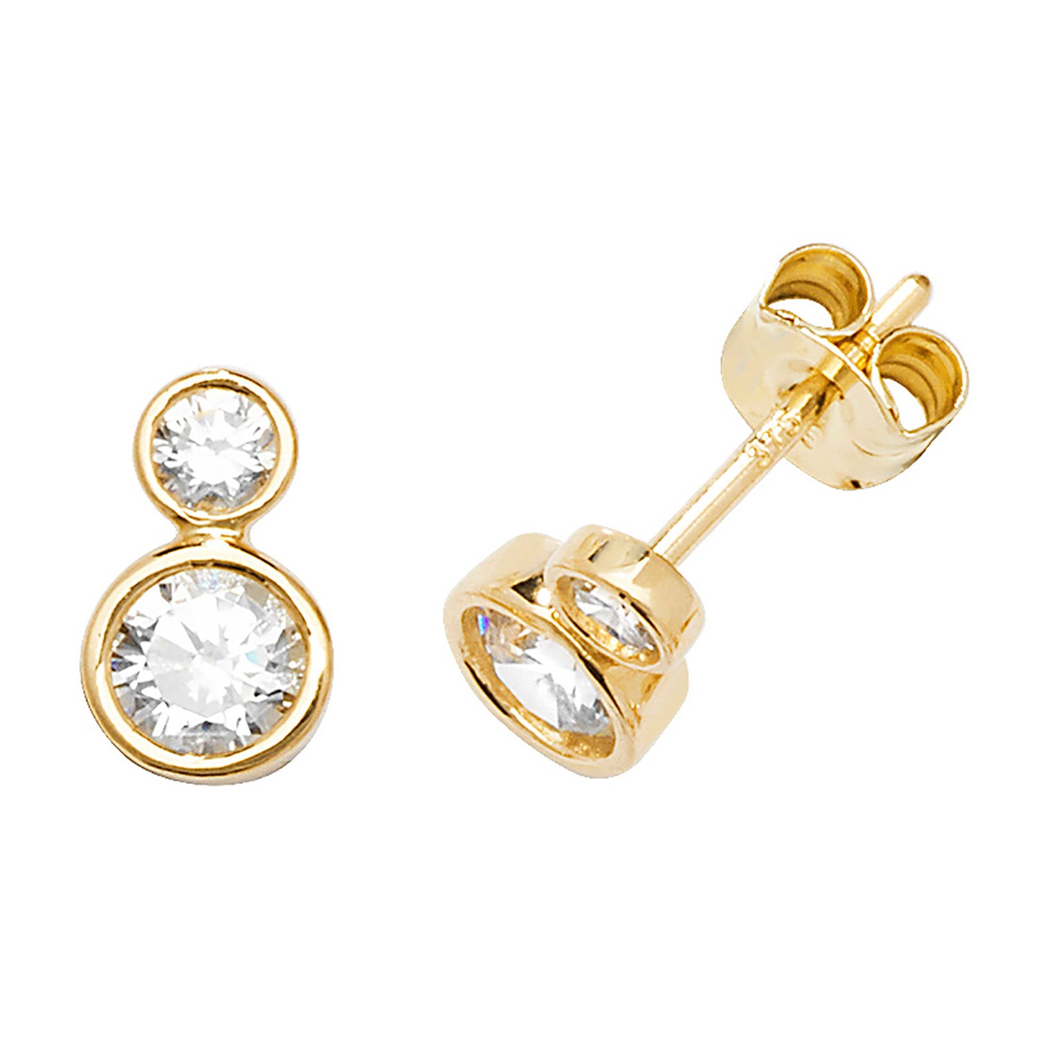 9CT YEL GOLD DOUBLE CZ STUD EARRINGS