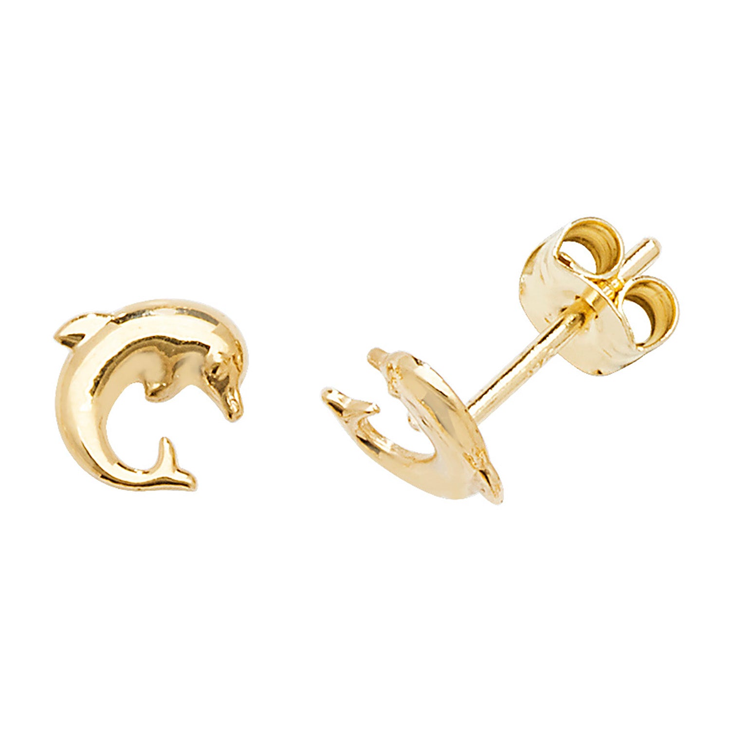 9CT YEL GOLD DOLPHIN STUD EARRINGS