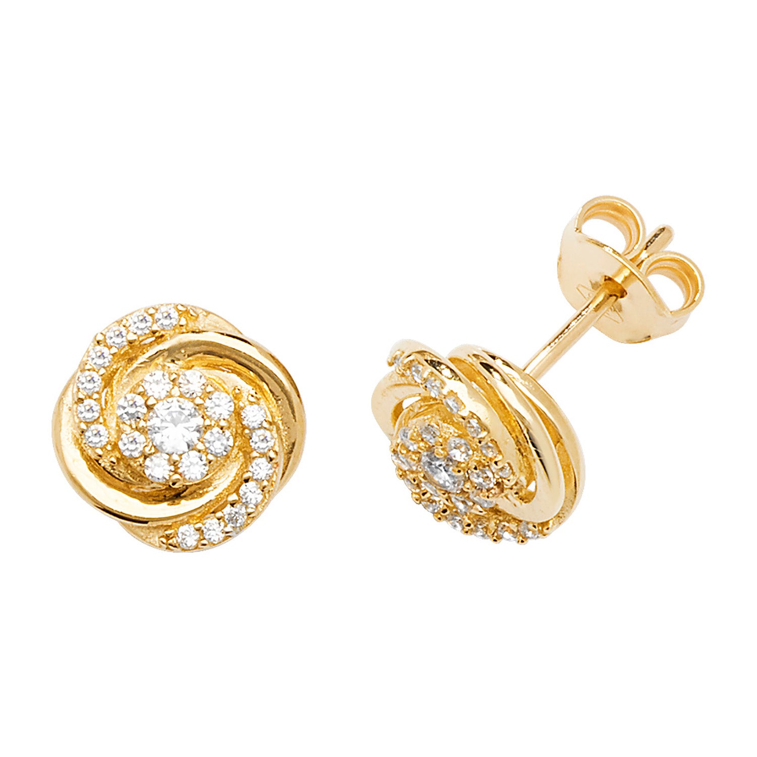 9CT YEL GOLD CZ TWISTED STUD EARRINGS