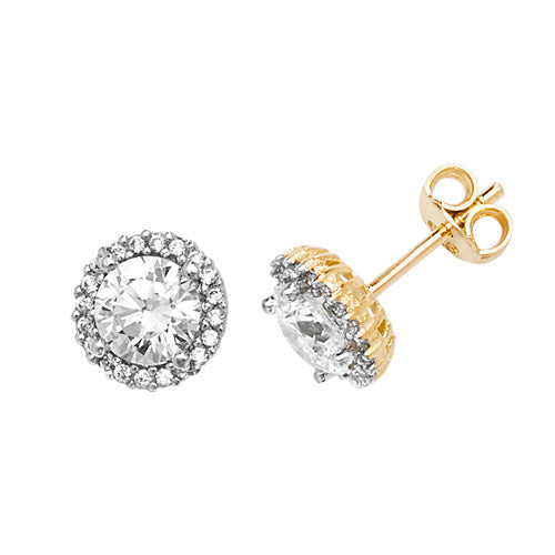 9CT YEL GOLD ROUND CZ STUD EARRINGS