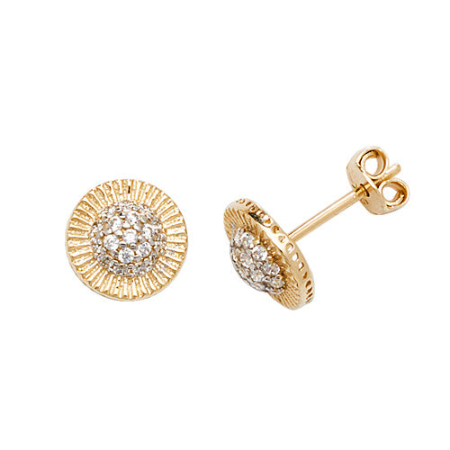 9CT YEL GOLD ROUND CZ STUD EARRINGS