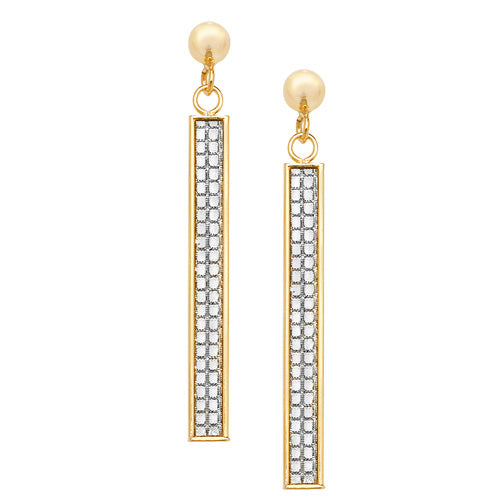 9CT YEL GOLD CZ BAR DROP EARRINGS