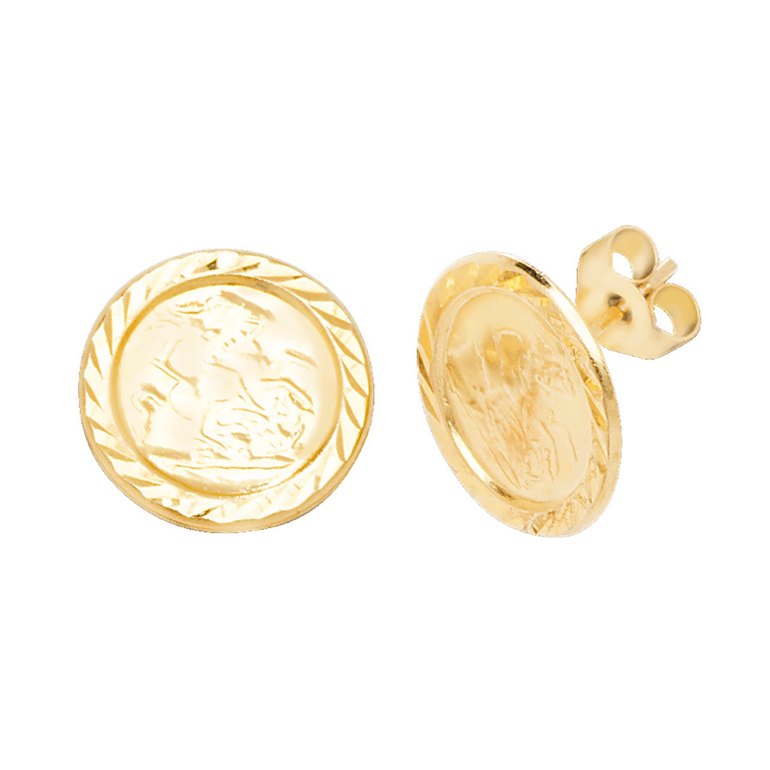 9CT YEL GOLD ST CHRISTOPHER STUD EARRINGS
