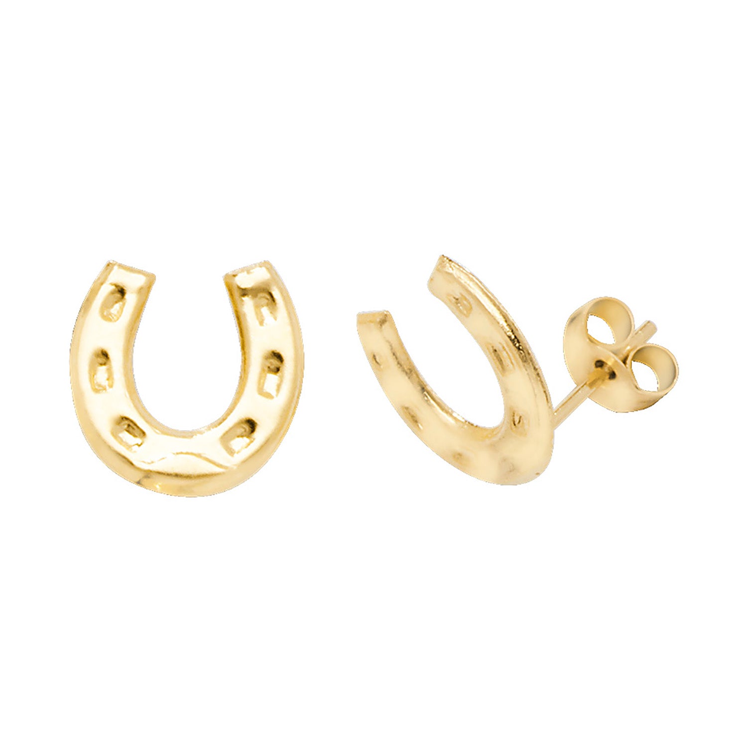 9CT YEL GOLD HORSESHOE STUD EARRINGS