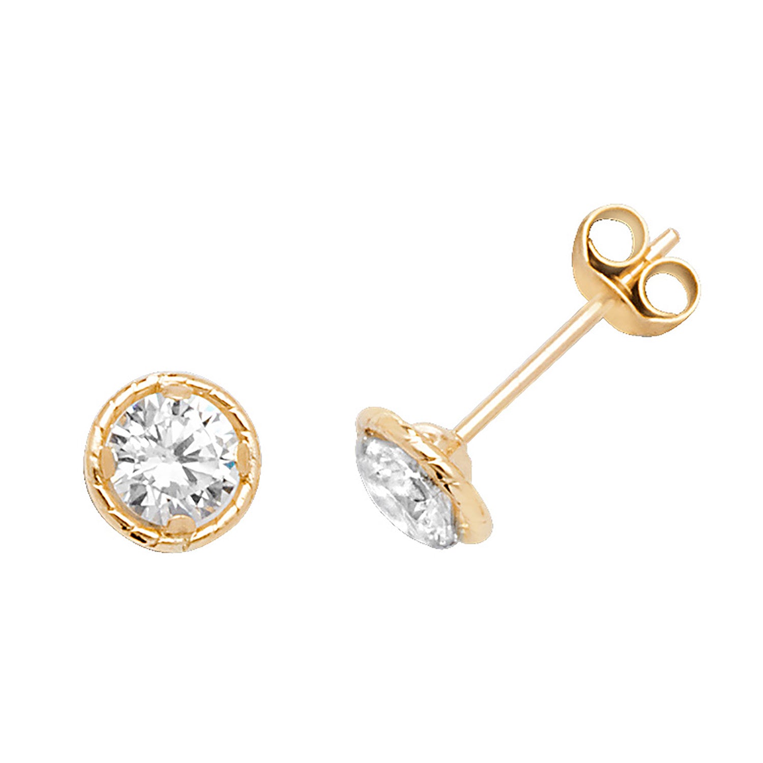 9CT YEL GOLD ROUND CZ STUD EARRINGS