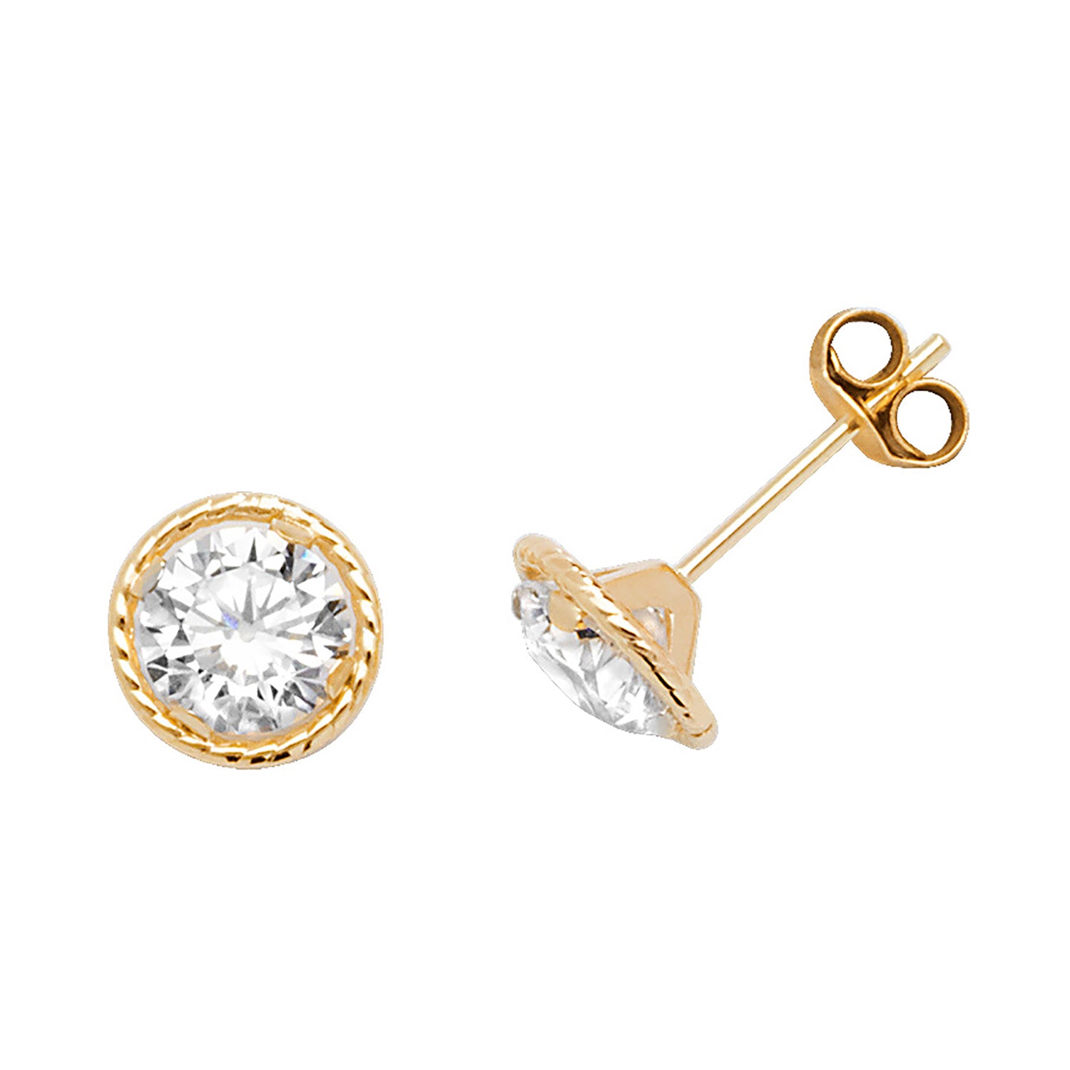 9CT YEL GOLD ROUND CZ STUD EARRINGS