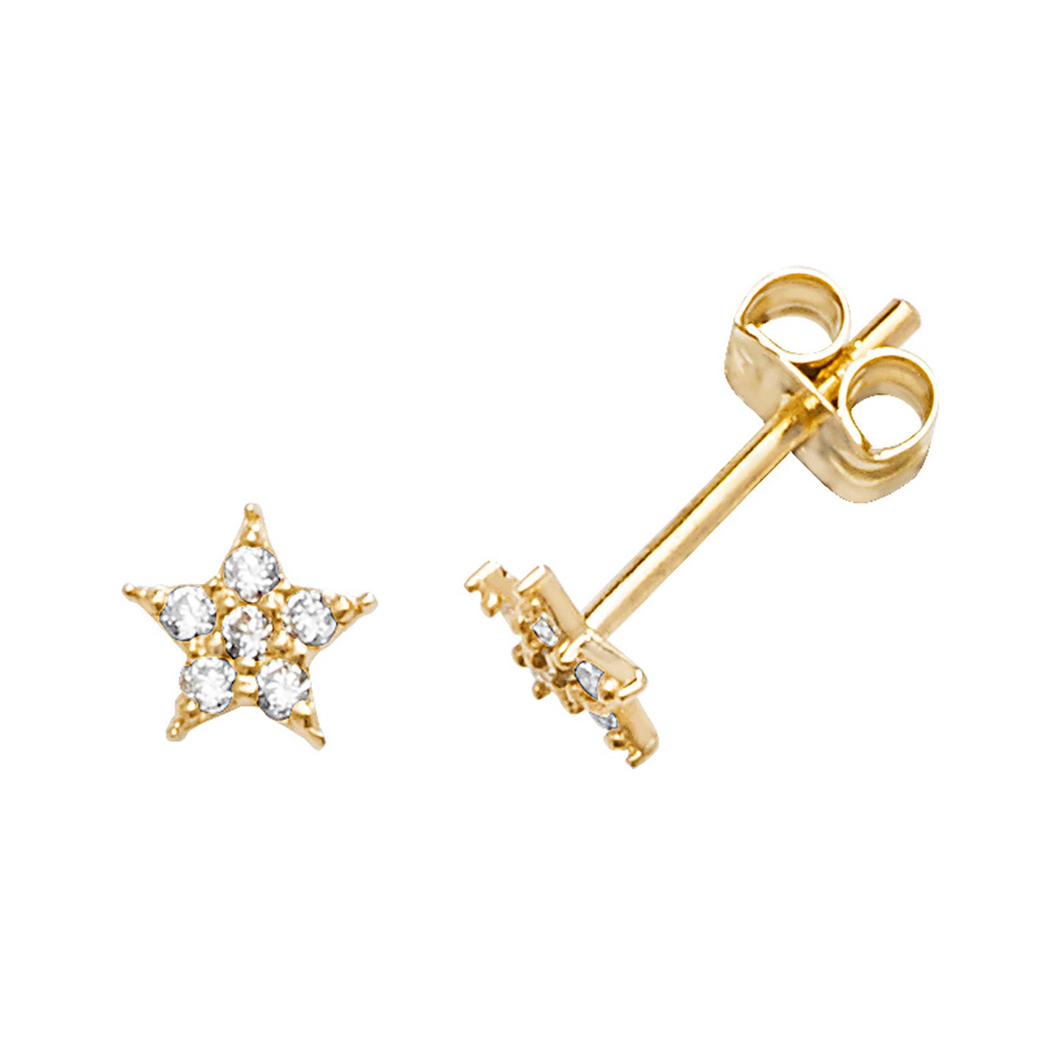 9CT YEL GOLD CZ STARFISH STUD EARRINGS