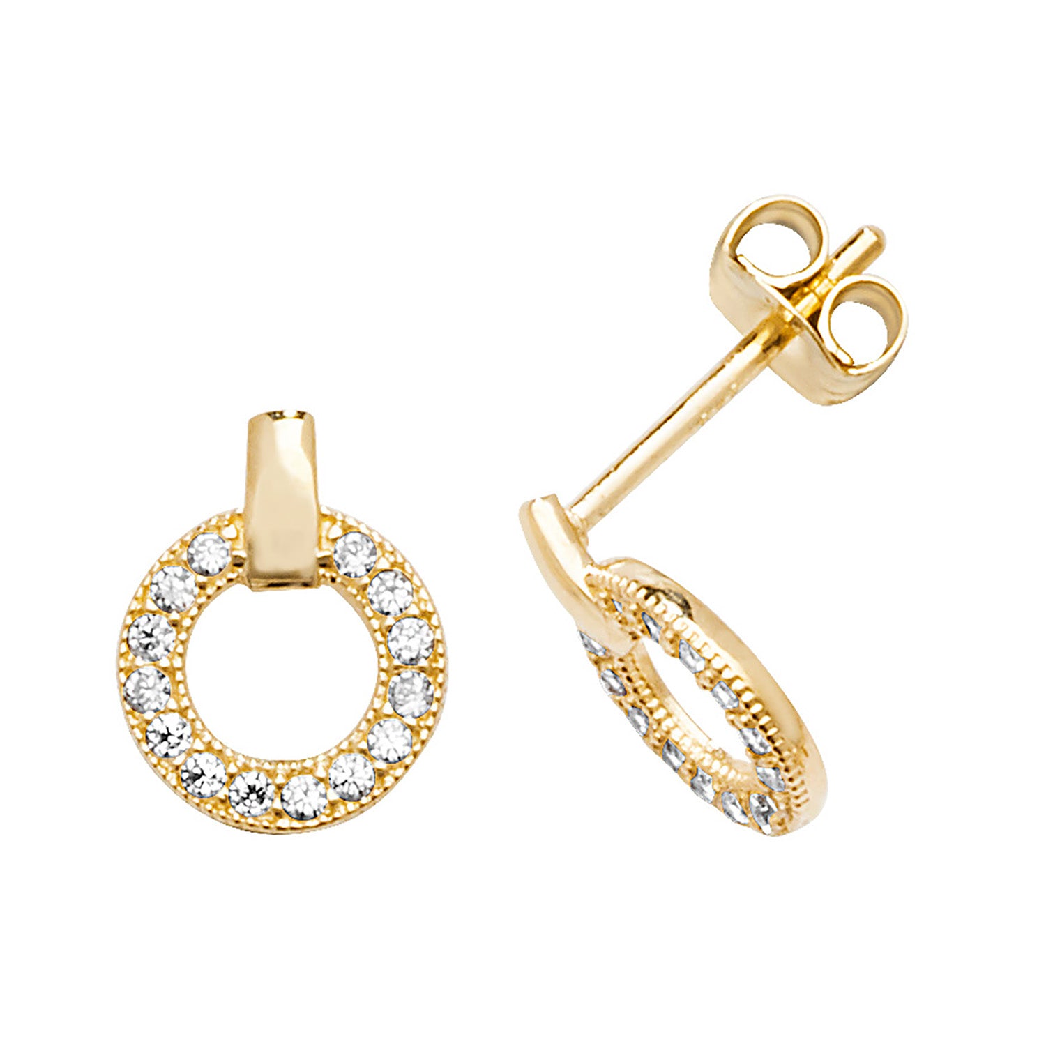 9CT YEL GOLD OPEN CIRCLE CZ STUD EARRINGS