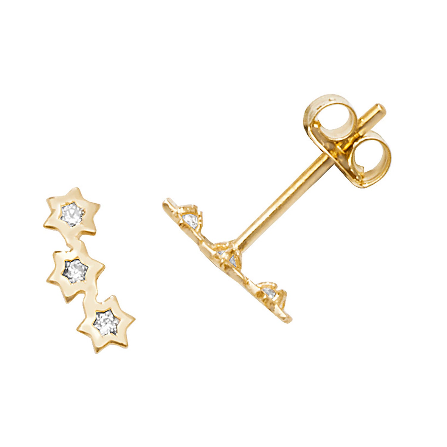 9CT YEL GOLD CZ CONSTELLATION  STUD EARRINGS