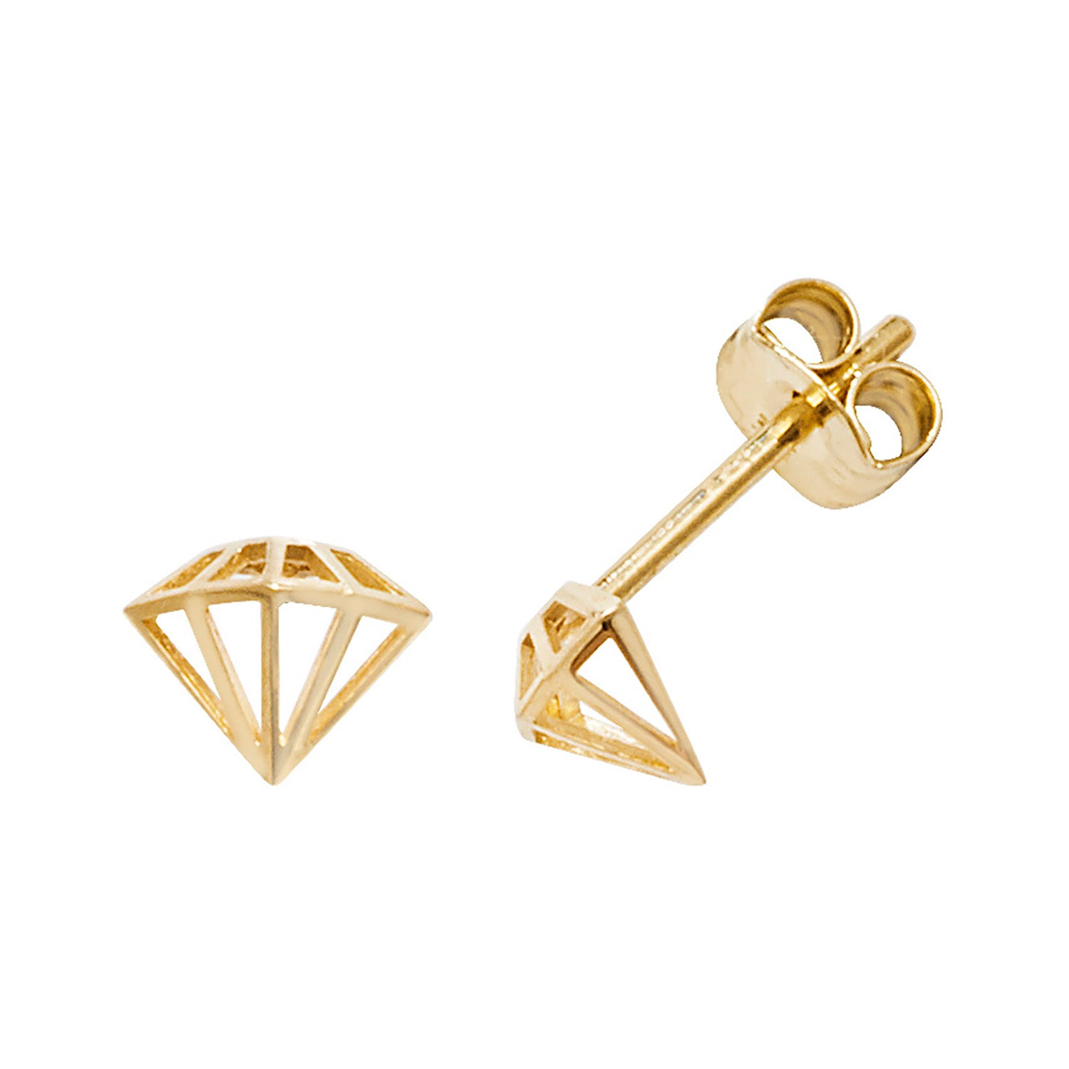 9CT YEL GOLD DIAMOND SHAPE STUD EARRINGS