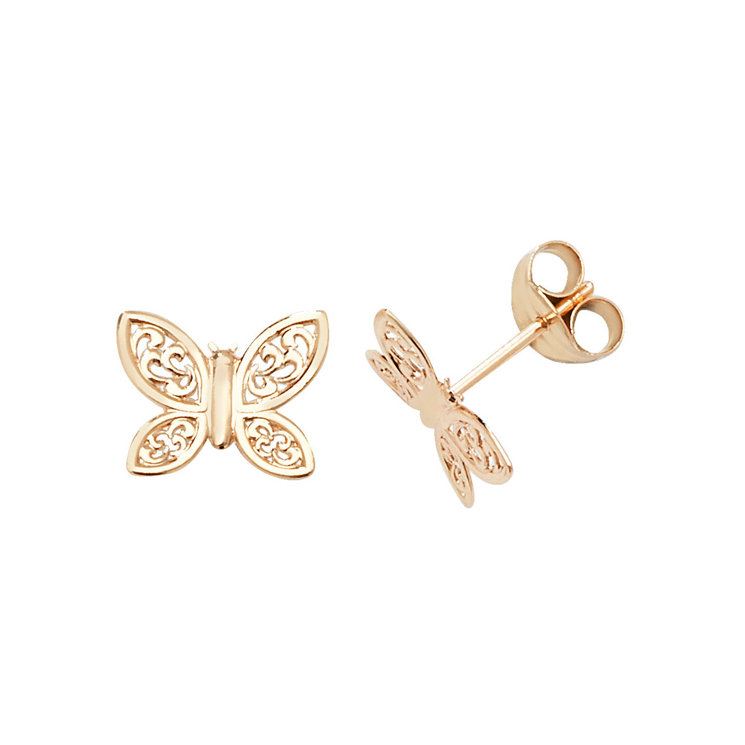 9CT YEL GOLD BUTTERFLY STUD EARRINGS