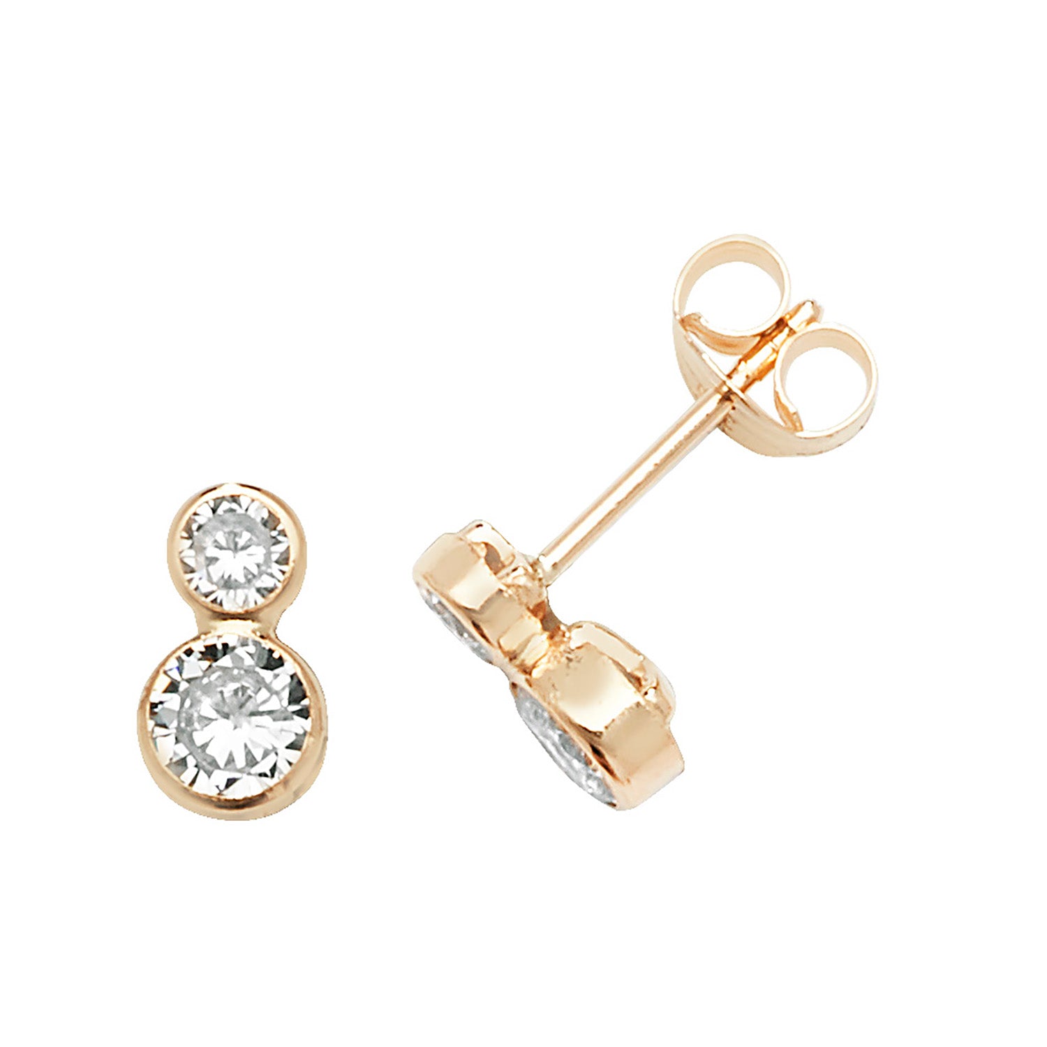 9CT YEL GOLD DOUBLE CZ STUD EARRINGS