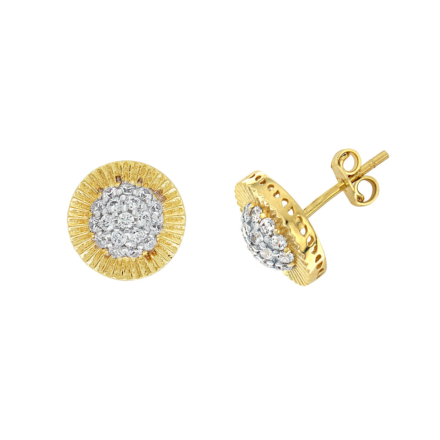 9CT YEL GOLD ROUND CZ STUD EARRINGS