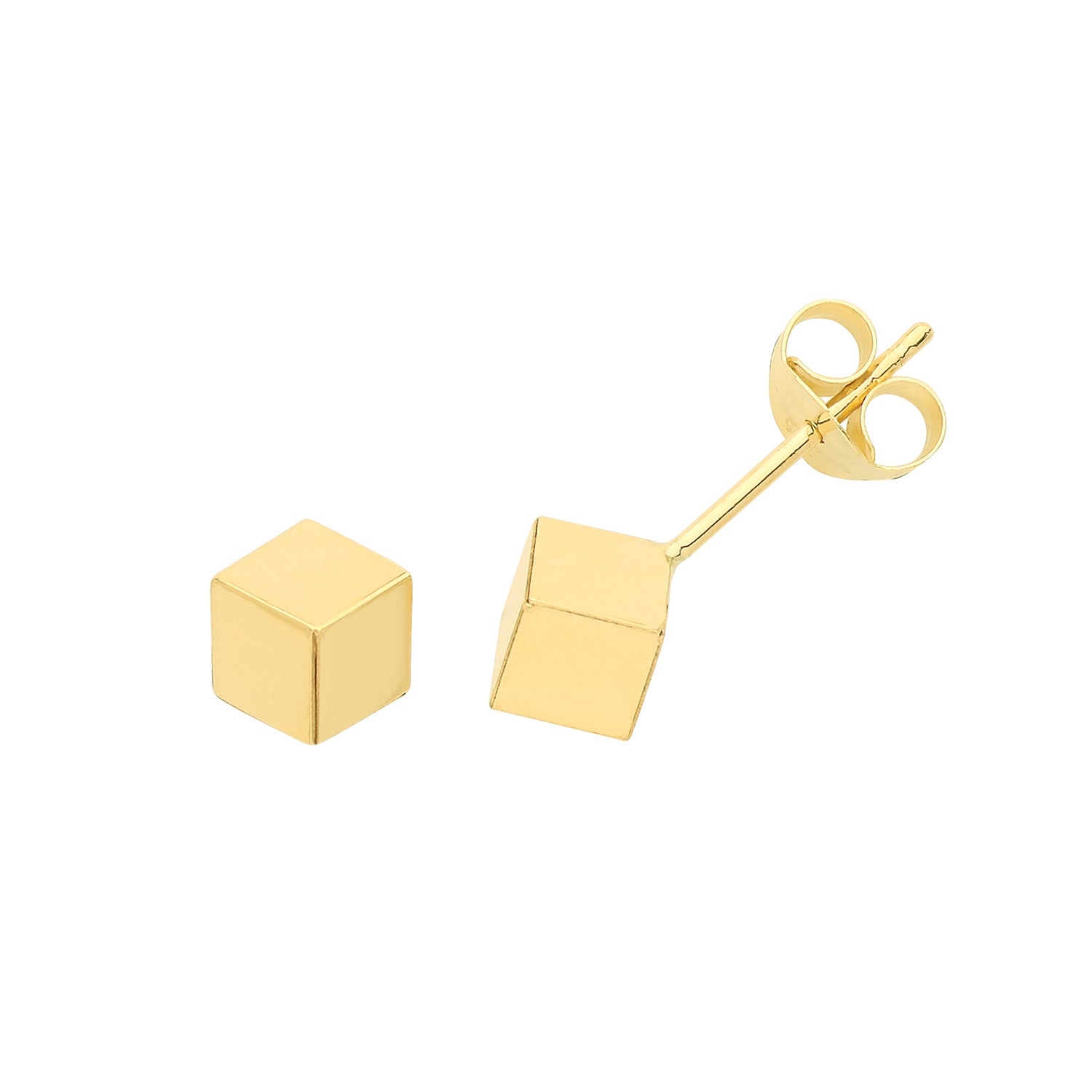 9CT YEL GOLD CUBE STUD EARRINGS