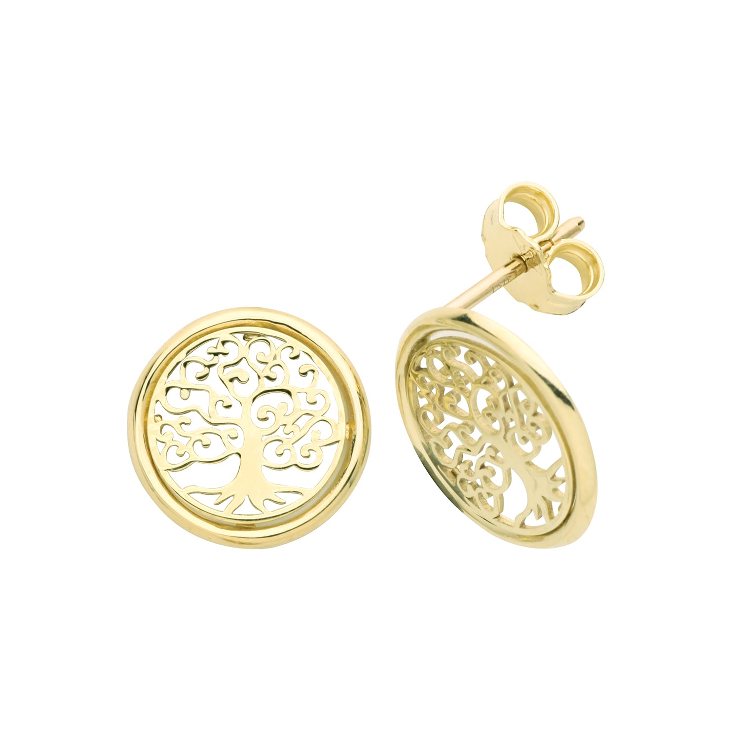 9CT YEL GOLD TREE OF LIFE STUD EARRINGS