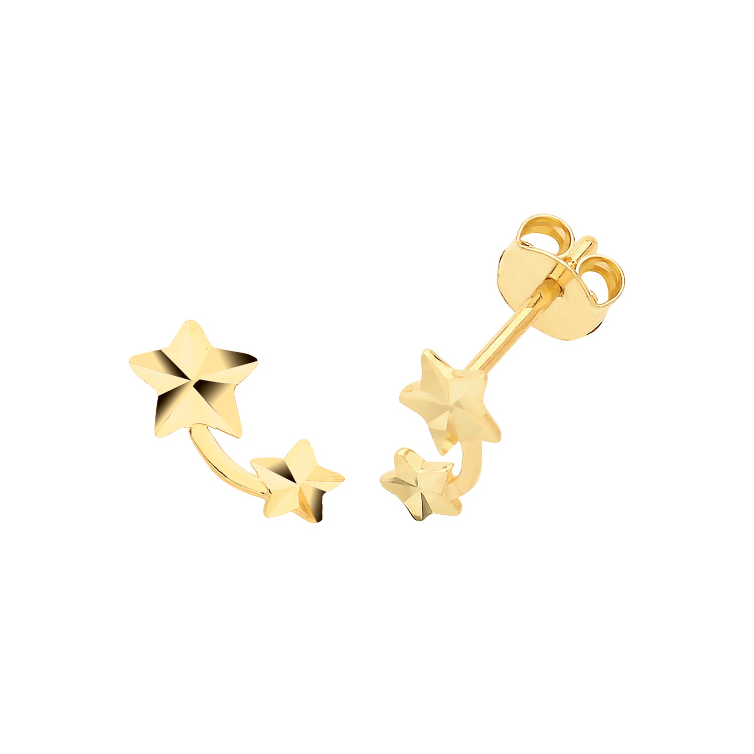 9CT YEL GOLD D/CUT STAR STUDS