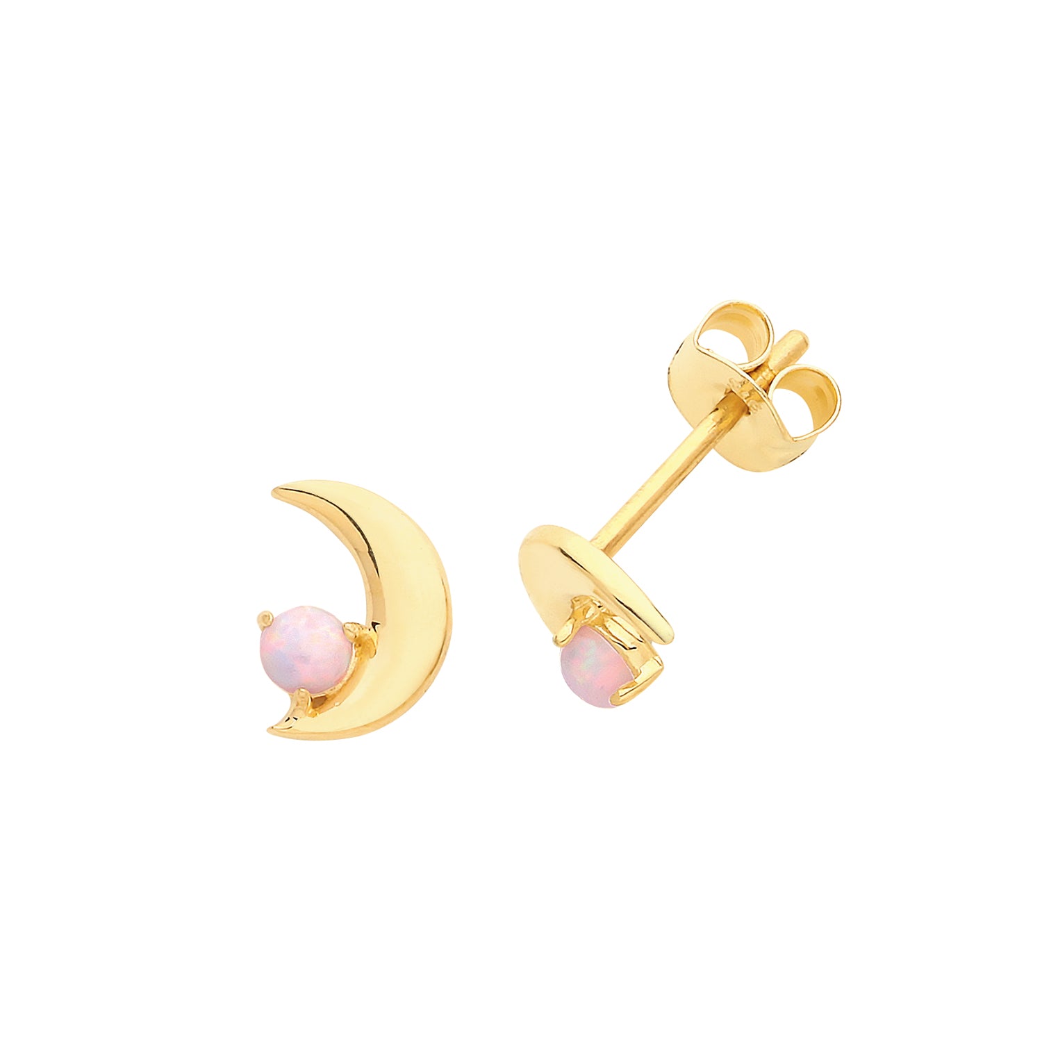 9CT YEL GOLD & OPAL MOON STUDS