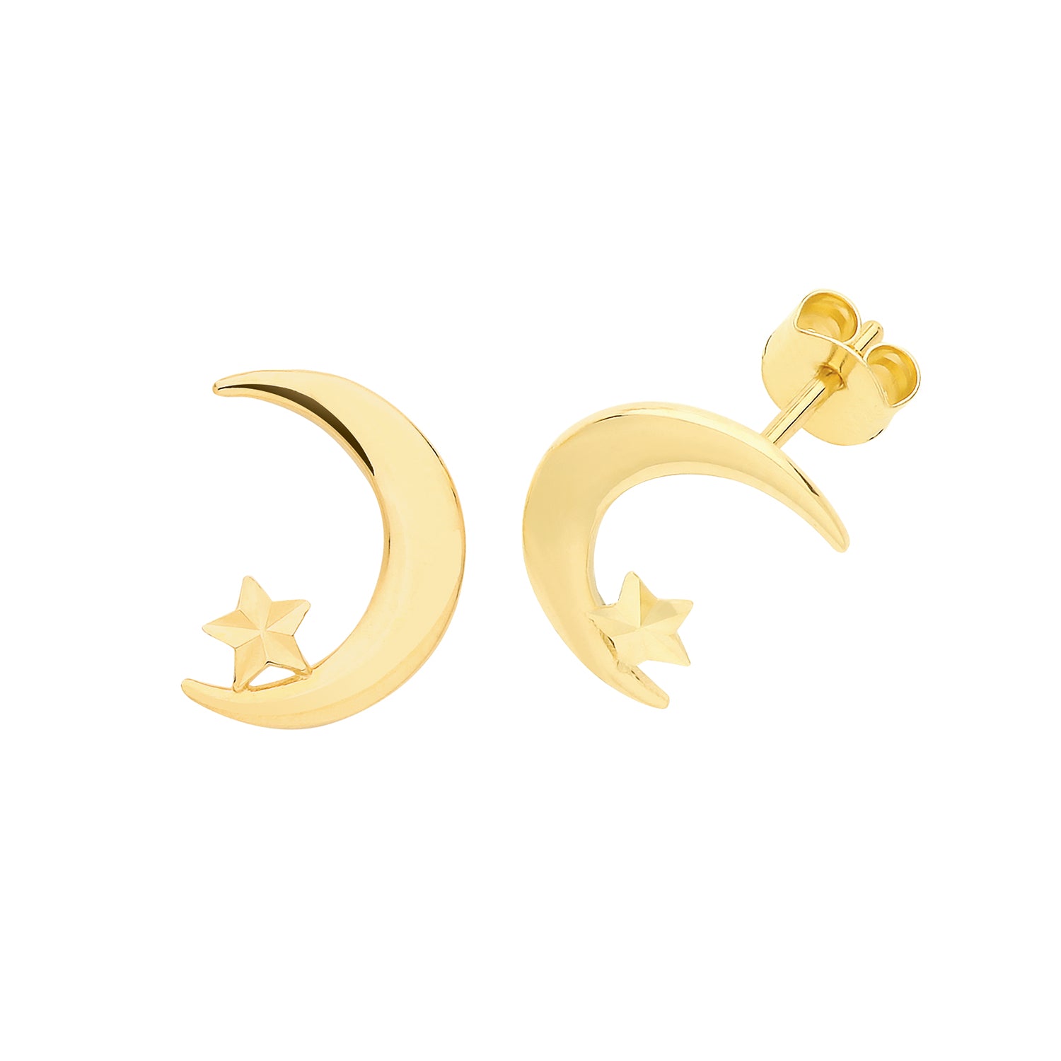 9CT YEL GOLD MOON&STAR STUDS