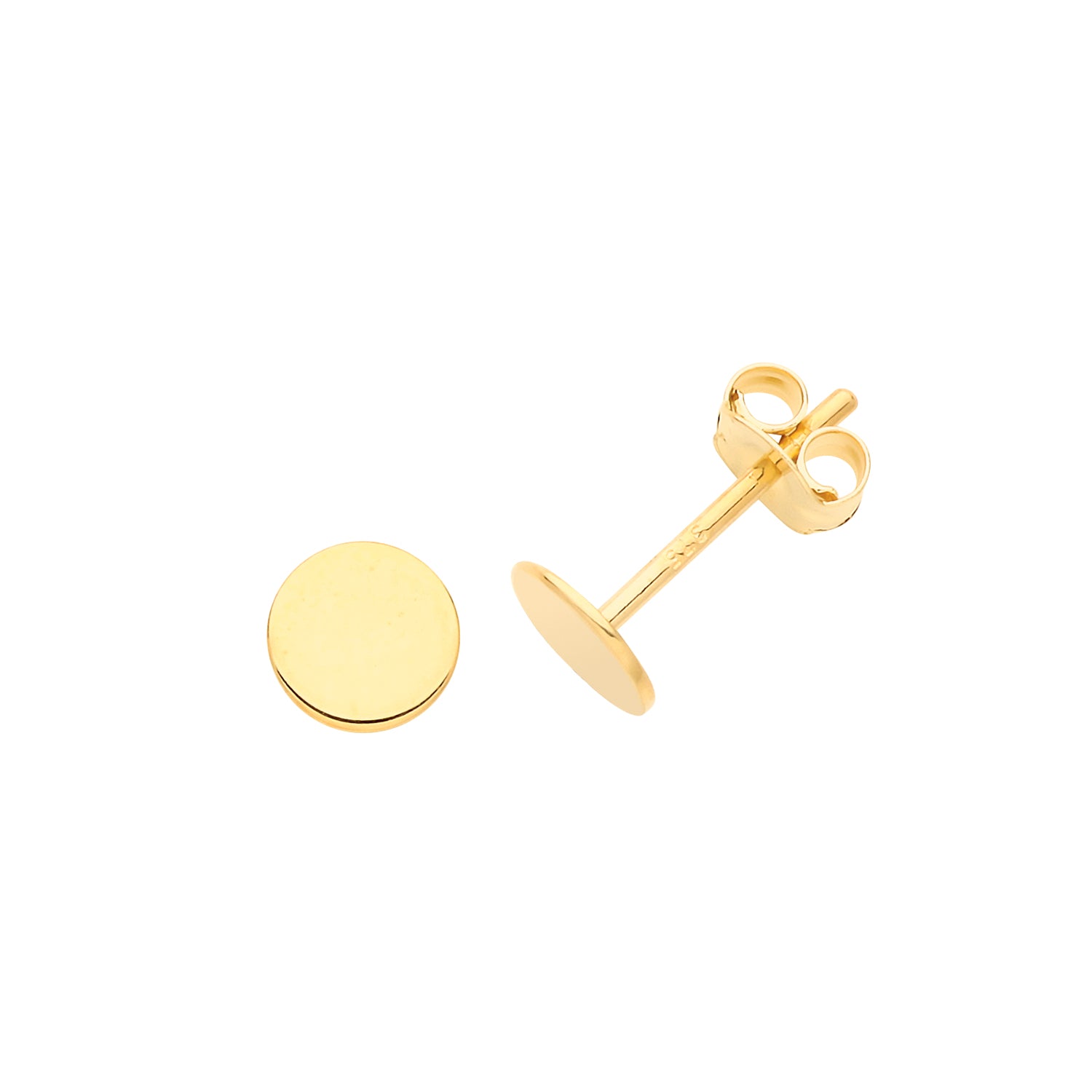 9CT YEL GOLD 5MM DISC STUDS