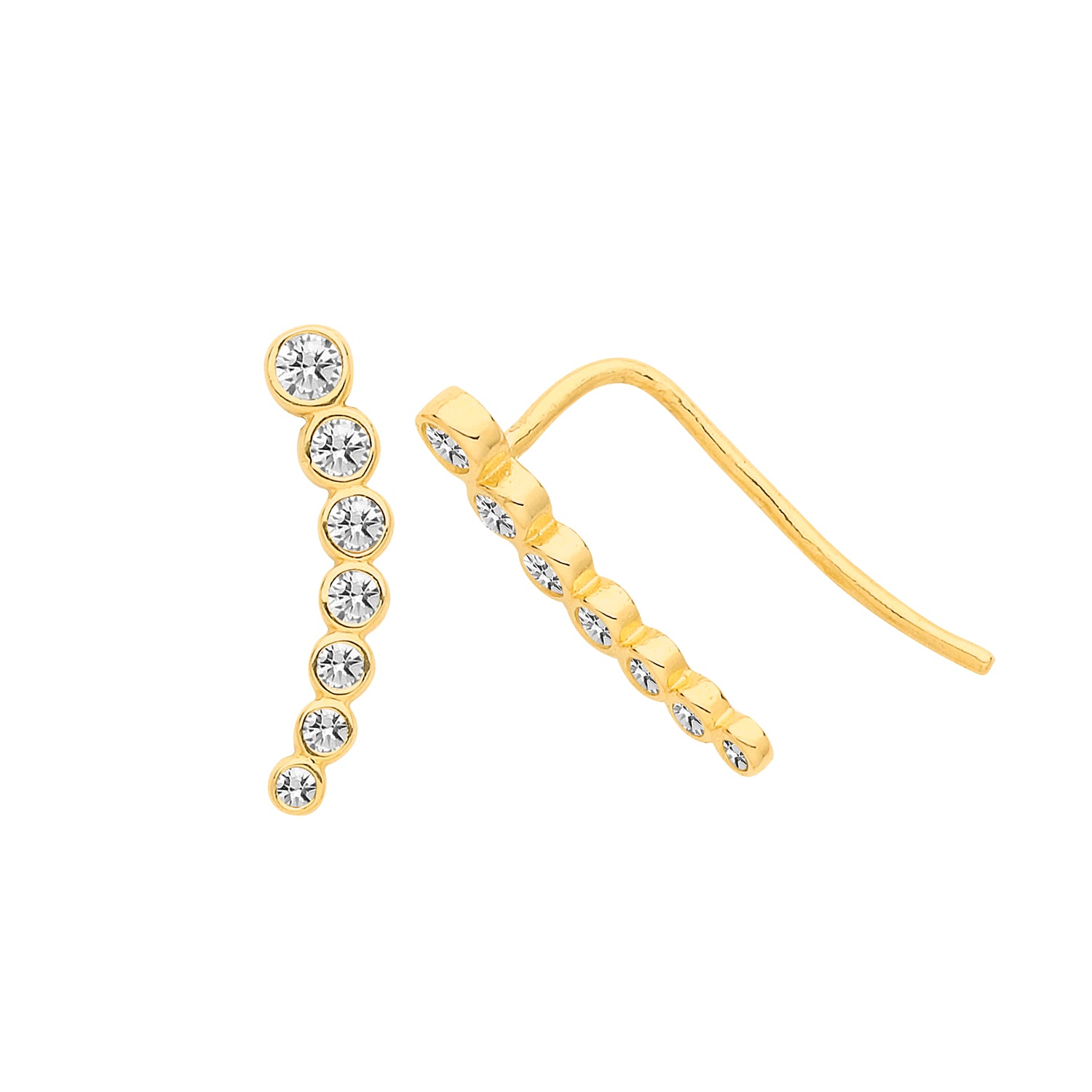 9CT YEL GOLD BEZEL CZ EAR CLIMBERS