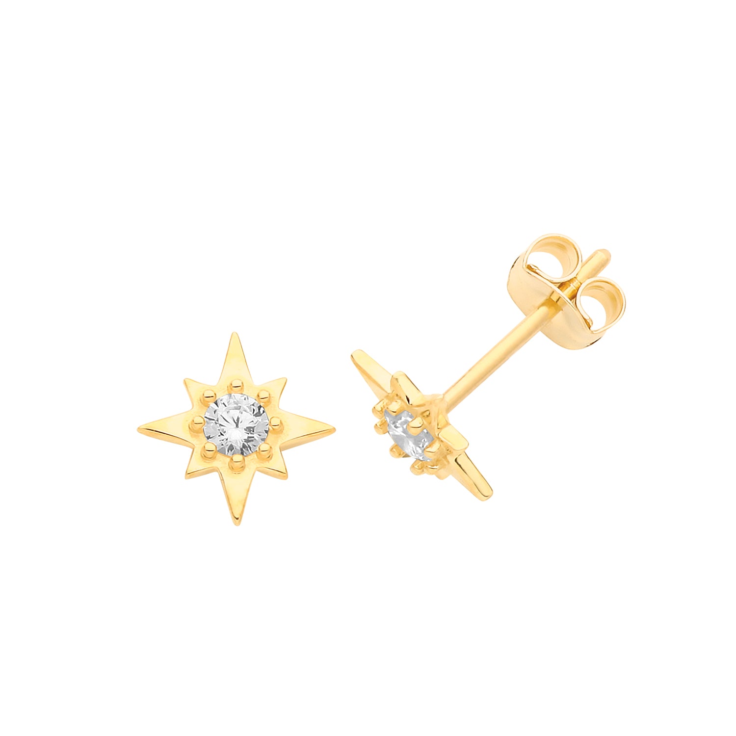 9CT YEL GOLD CZ STAR STUDS