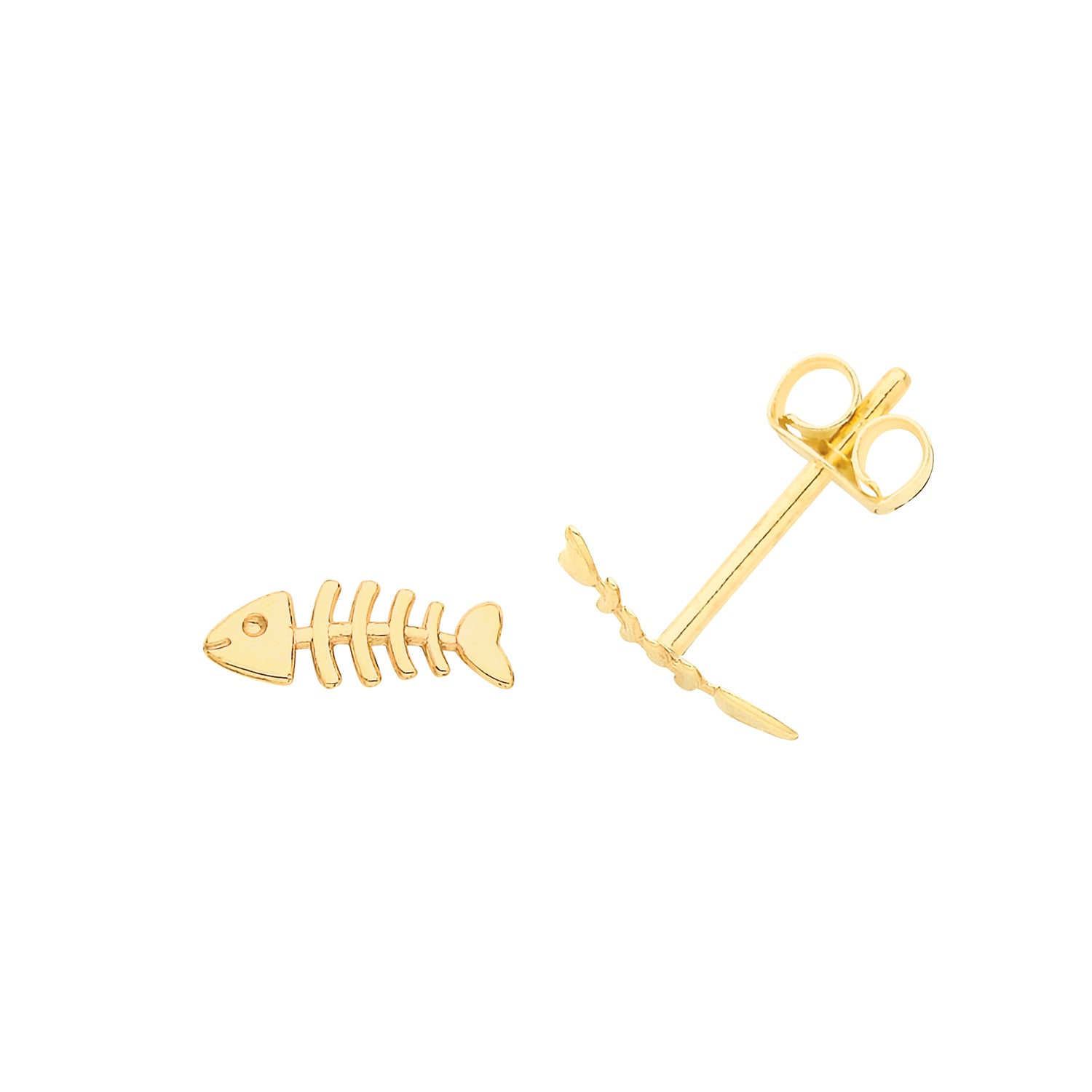 9CT YEL GOLD FISH BONE STUD EARRINGS