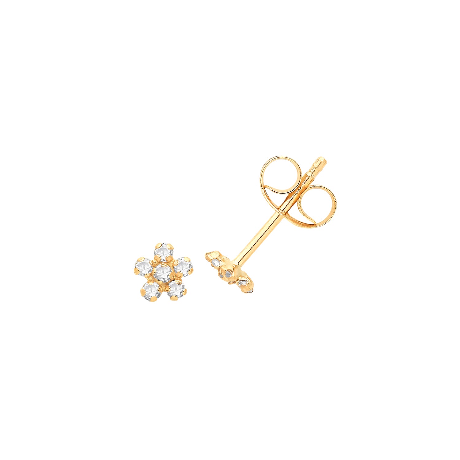 9CT YEL GOLD CZ FLOWER STUDS