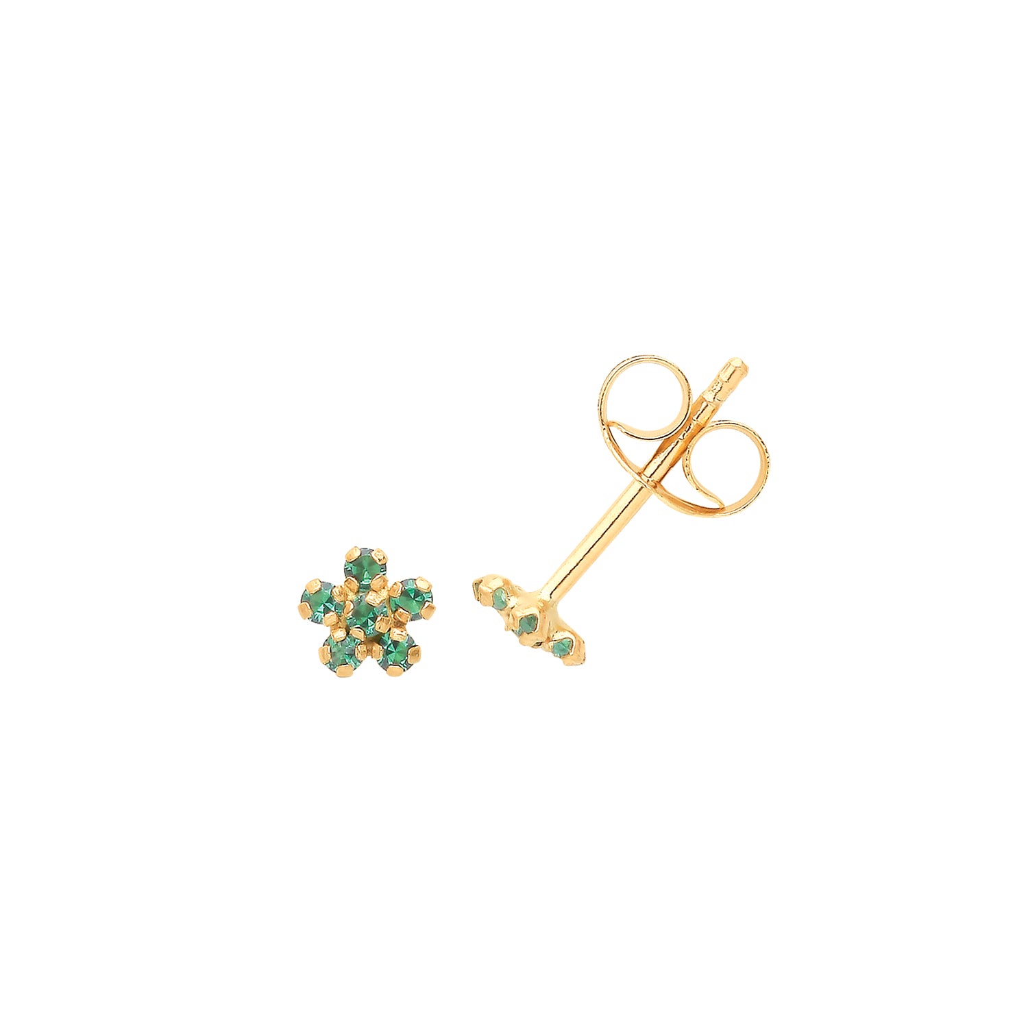 9CT YEL GOLD GREEN CZ FLOWER STUDS