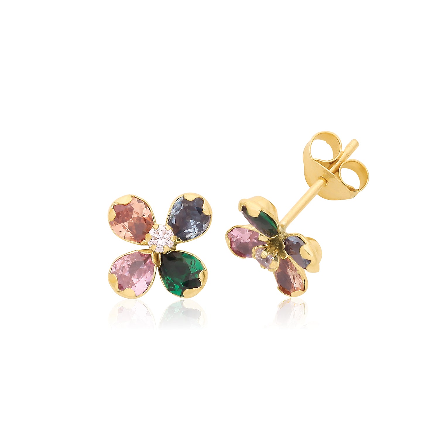 9CT YEL GOLD COLOURED CZ FLOWER STUDS