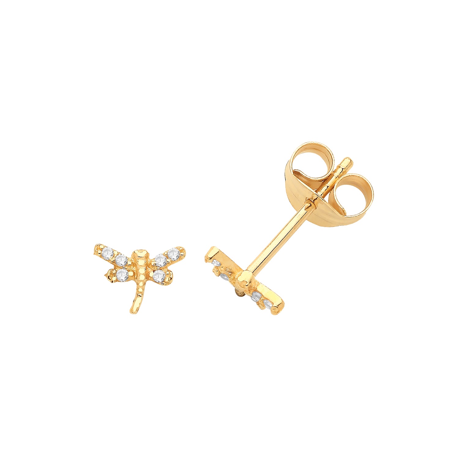 9CT YEL GOLD CZ DRAGONFLY STUDS