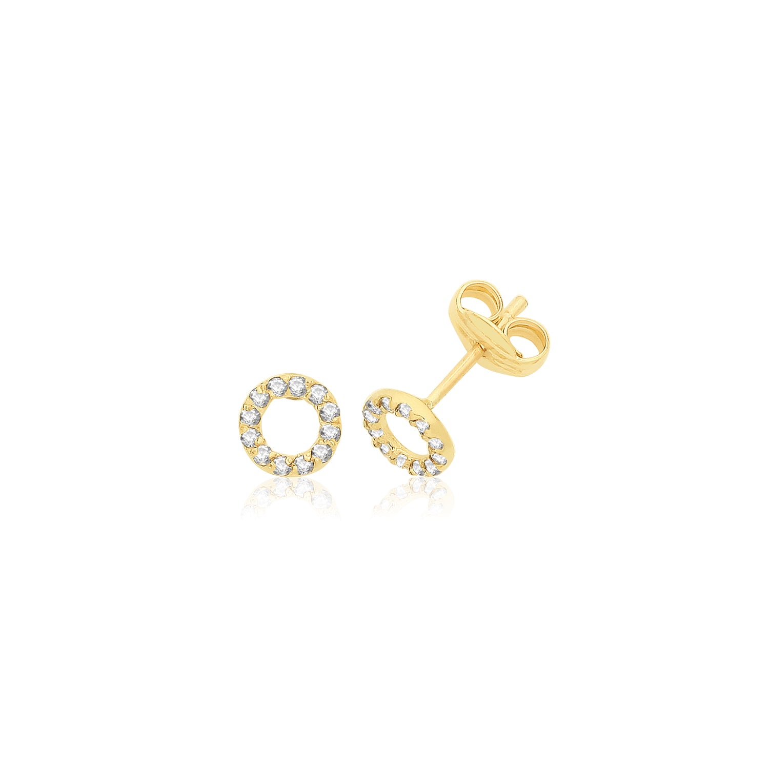 9CT YEL GOLD CZ CIRCLE STUDS