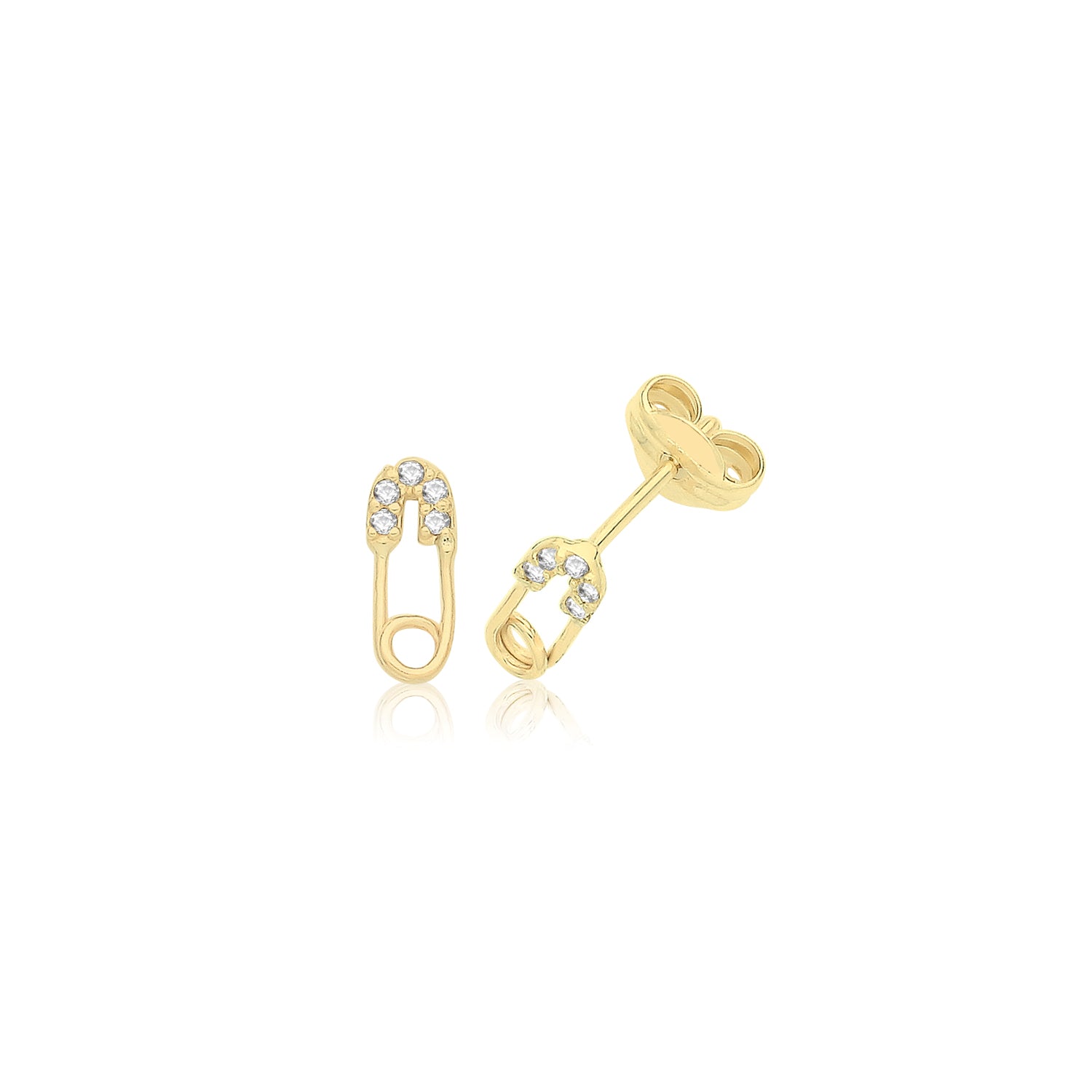 9CT YEL GOLD SAFETY PIN STUDS