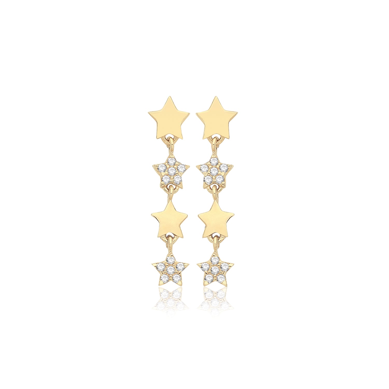 9CT YEL GOLD CZ STAR DROPS