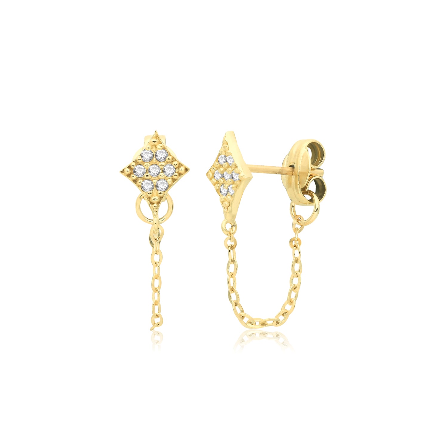 9CT YEL GOLD CZ STUDS WITH CHAIN