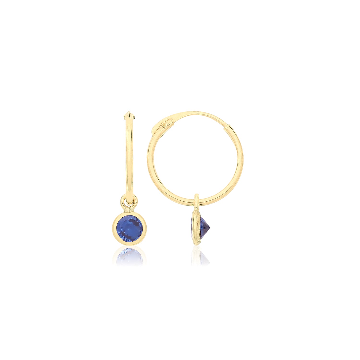 9CT YEL GOLD SLEEPERS WITH HANGING COLOURED CZ